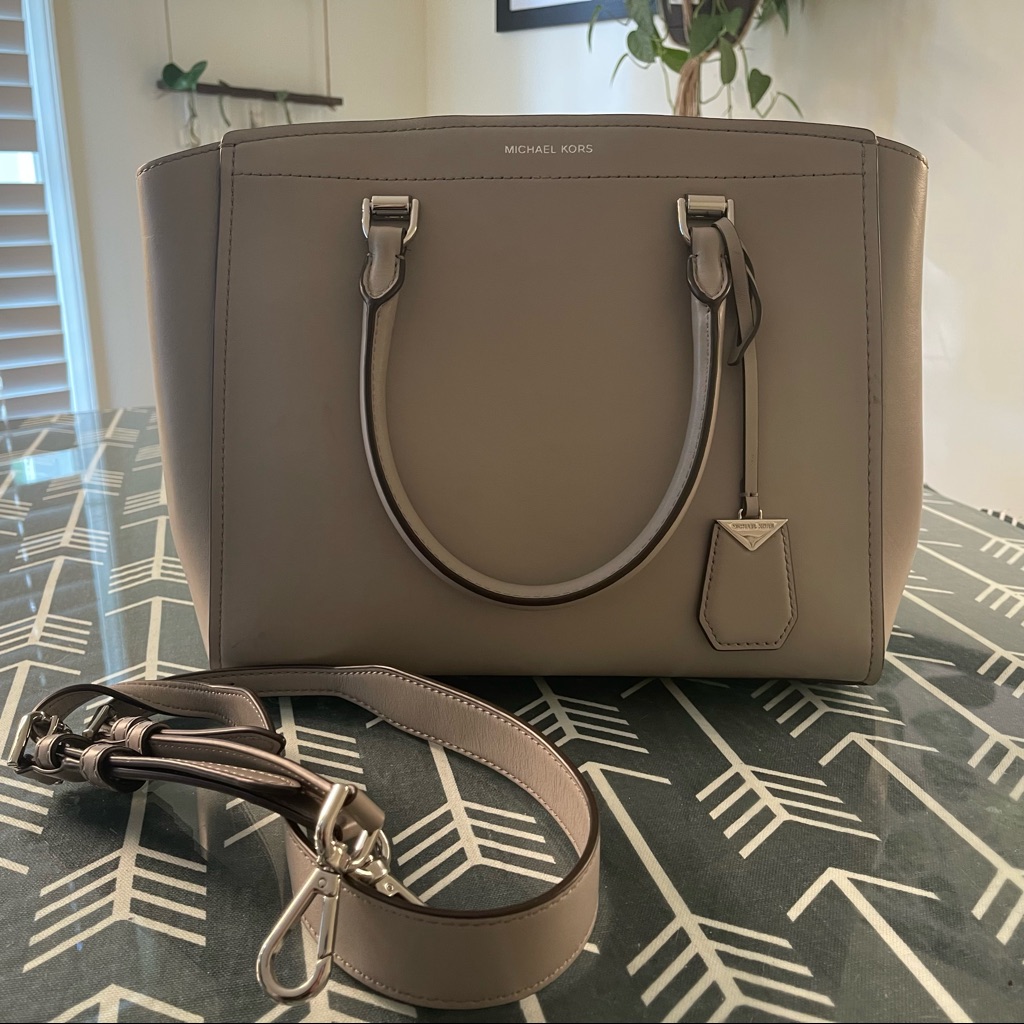 Michael Kors Benning Satchel In Pearl Grey